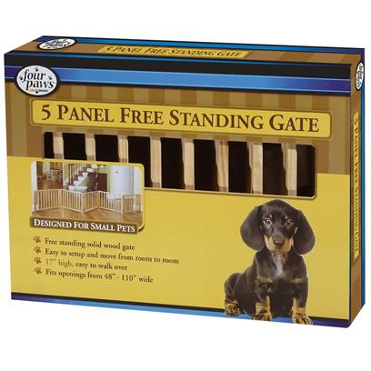 Four Paws Free Standing 5 Panel Walk Over Wood Gate