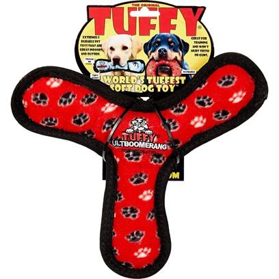 Tuffy's Ultimate Boomerang Red Paws Dog Toy