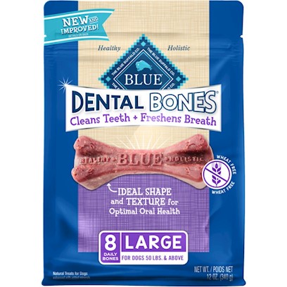 Blue Buffalo Bones Natural Dental Chew Bones Large: 12-oz