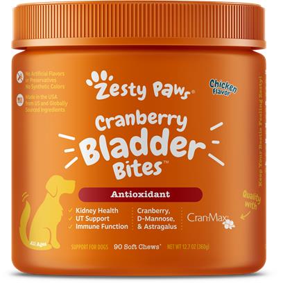 Zesty Paws Cranberry Bites for Urinary, Kidney And Bladder Support Soft Chews For Dogs