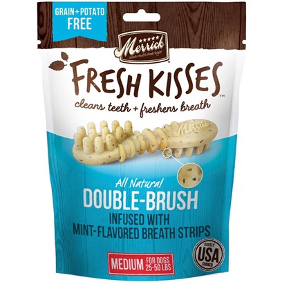 Merrick Fresh Kisses Grain Free Mint Breath Strips Medium Dental Dog Treats