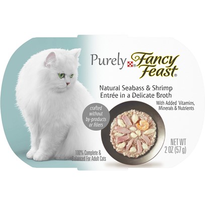 Fancy Feast Purely Natural Seabass and Shrimp Entree Cat Food Tray