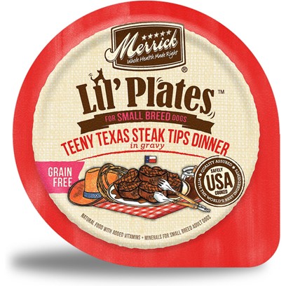 Merrick Lil' Plates Small Breed Grain Free Teeny Texas Steak Tips Dog Food Tray