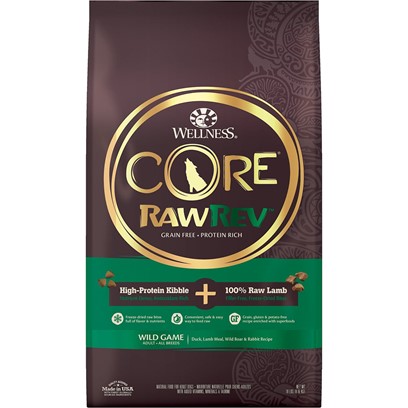 Wellness Core Raw Rev Natural Grain Free Wild Game Duck, Lamb, Wild Boar and Rabbit with Freeze Dried Lamb Dry Dog Food