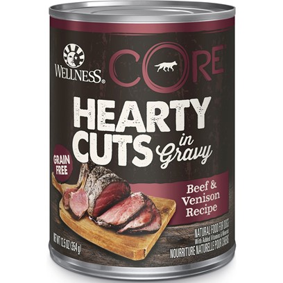 Photos - Dog Food Wellness CORE Natural Grain Free Hearty Cuts Beef and Venison Canned  12.5-oz, case of 12 