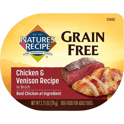 Nature's Recipe Grain Free Easy to Digest Chicken and Venison Recipe in Broth Wet Dog Food