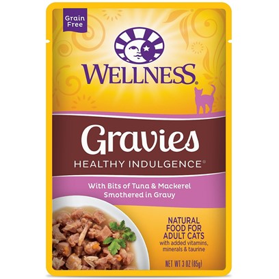 Wellness Healthy Indulgence Natural Grain Free Gravies with Tuna and Mackerel in Gravy Cat Food Pouch