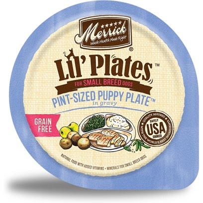 Merrick Lil' Plates Small Breed Grain Free Pint Size Puppy Plate in Gravy Dog Food Tray