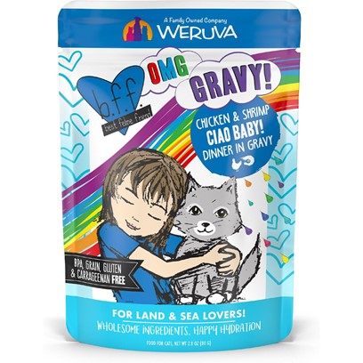 Weruva BFF Oh My Gravy Ciao Baby Grain Free Chicken and Shrimp in Gravy Cat Food Pouches