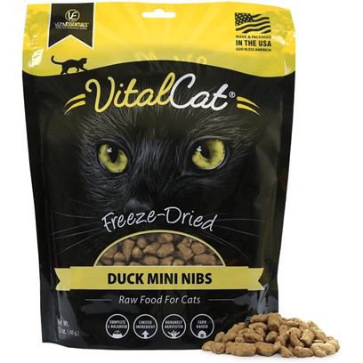 Vital Essentials Freeze Dried Grain Free Duck Mini Nibs Entree for Cats Food