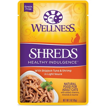 Wellness Healthy Indulgence Natural Grain Free Shreds with Tuna and Shrimp in Light Sauce Cat Food Pouch