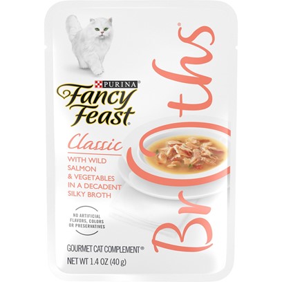 Fancy Feast Classic Broths with Wild Salmon & Vegetables Supplemental Cat Food Pouches