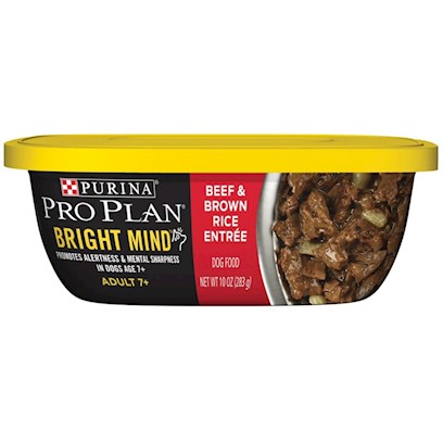 Purina Pro Plan Bright Mind Adult 7+ Beef and Brown Rice Entree Dog Food Tray