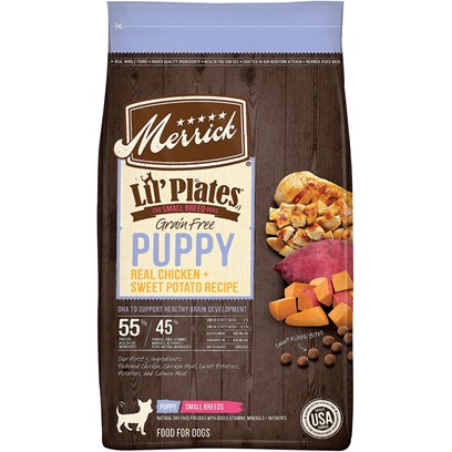 Buy Merrick Lil Plates Grain Free Puppy Small Breed Real Chicken and Sweet Potato Recipe Dry Dog Food Online PetCareRx