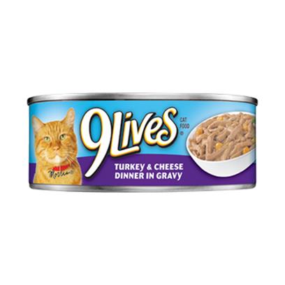 9 Lives Turkey and Cheese Dinner in Gravy Canned Cat Food