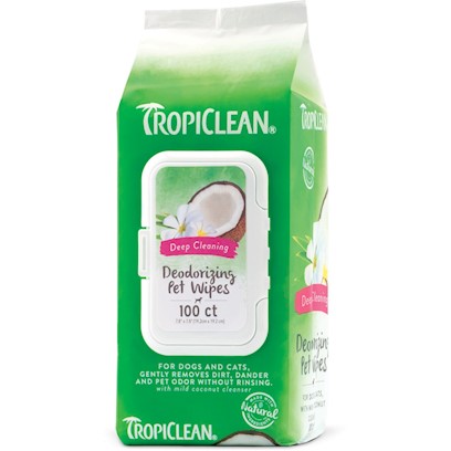 TropiClean Deep Cleaning Deodorizing Wipes for Dogs and Cats