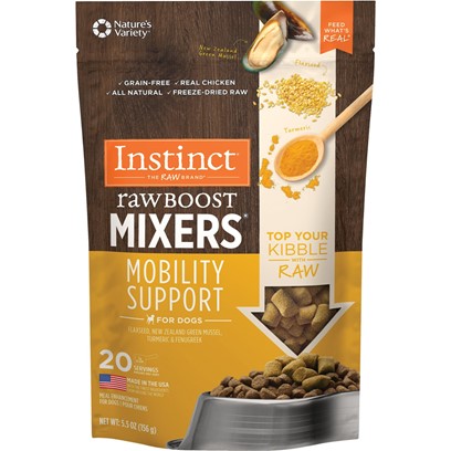 Nature's Variety Instinct Grain Free Freeze Dried Raw Boost Mixers Mobility Support Recipe Dog Food Topper