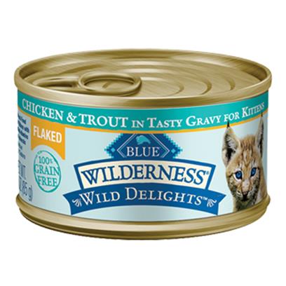 Blue Buffalo Wilderness Wild Delights Kitten Flaked Chicken and Trout Recipe Canned Cat Food