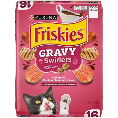 Friskies Gravy Swirlers Chicken and Salmon Flavor Dry Cat Food