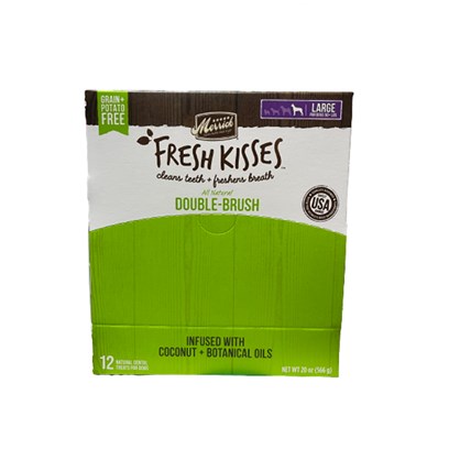 Merrick Fresh Kisses Grain Free Mint Breath Strips Large Dog Treat Box