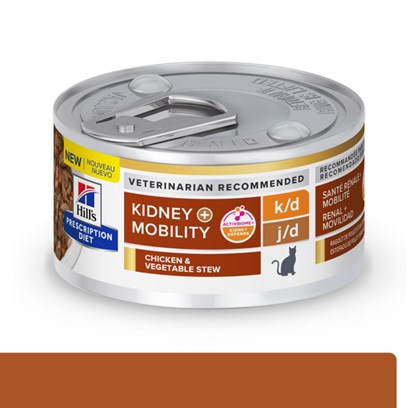 Hill's Prescription Diet k/d Kidney Care + Mobility Flavor Canned Cat Food 2.9 oz, 24-pack, Chicken & Vegetable Stew Flavor