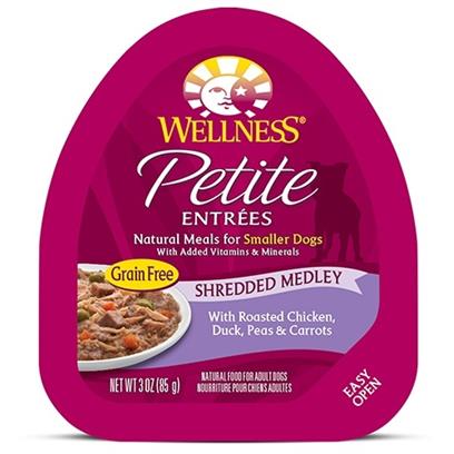 Wellness Small Breed Natural Petite Entrees Shredded Medley with Roasted Chicken, Duck, Peas and Carrots Dog Food Tray
