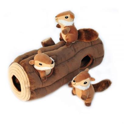 ZippyPaws Zippy Burrow Log 'n Chipmunks Hide and Seek Puzzle Dog Toy