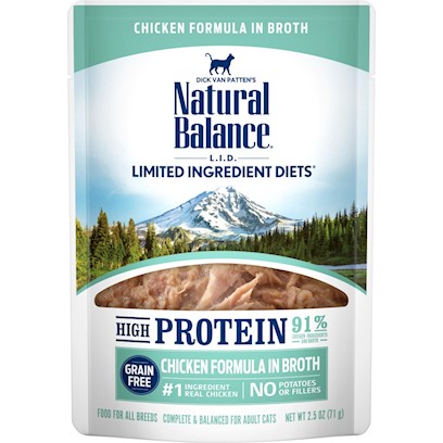 Natural Balance L.I.D. Limited Ingredient Diets High Protein Chicken in Broth Pouch Wet Cat Food