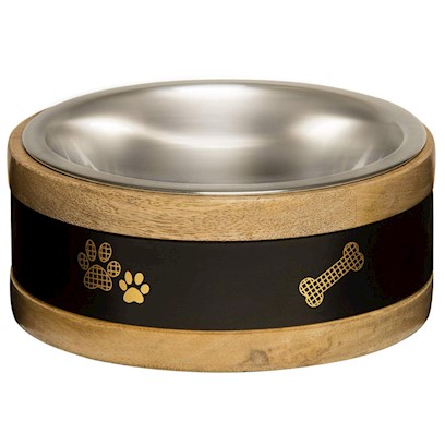 Loving Pets Black Label Wooden Ring Dog Bowl