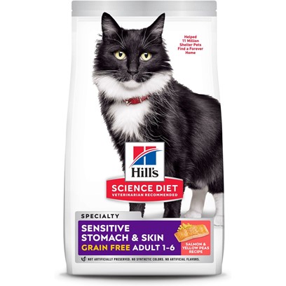 Hill's Science Diet Adult Sensitive Stomach & Skin Grain Free Tender Salmon & Yellow Pea Dry Cat Food