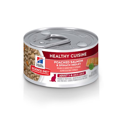 Image of Hill's Science Diet Healthy Cuisine Adult Poached Salmon & Spinach Medley Canned Cat Food