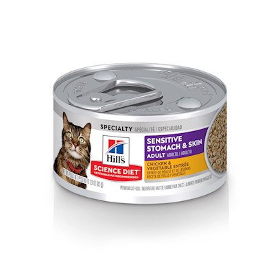 Hill's Science Diet Adult Grain Free Sensitive Stomach & Skin Chicken & Vegetable Entree Canned Cat Food