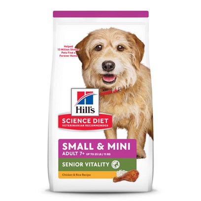 Hill's Science Diet Adult 7+ Small & Mini Breed Youthful Vitality Chicken & Rice Recipe Dry Dog Food