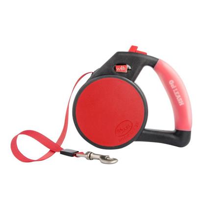 Wigzi Gel Handle Reflective Tape Red Retractable Dog Leash