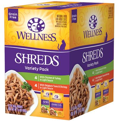 Wellness Healthy Indulgence Natural Grain Free Wet Cat Food Shreds Variety Pack