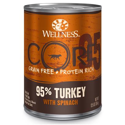 Wellness CORE 95% Natural Wet Grain Free Turkey & Spinach Canned Dog Food
