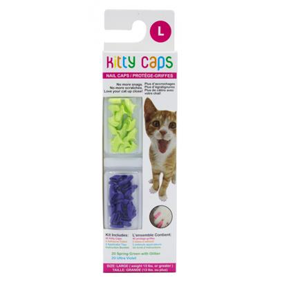 Kitty Caps Nail Caps Spring Green With Glitter and Ultra Violet 40 Count