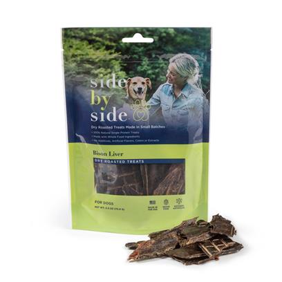 Side By Side Small Batch Dry Roasted Bison Liver Neutral Dog Treats