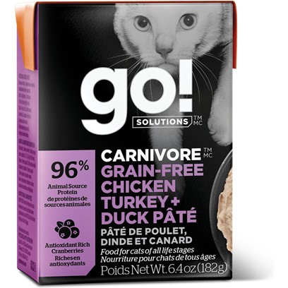 Petcurean Go! Carnivore Grain Free Chicken, Turkey & Duck Pate Wet Cat Food