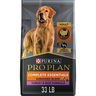 Purina Pro Plan Complete Essentials Shredded Blend Turkey Rice High Protein Dry Dog Food 33 lb Bag