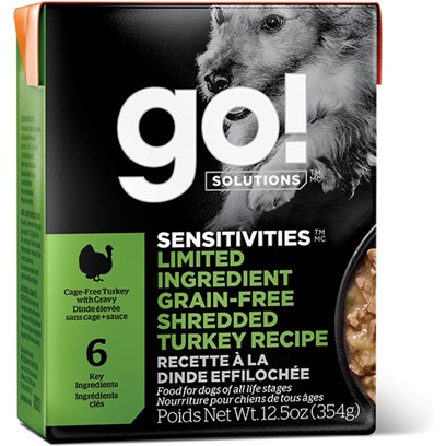 Petcurean Go! Sensitivities Limited Ingredient Grain Free Shredded Turkey Recipe Wet Dog Food