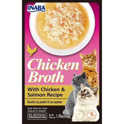 Inaba Cat Chicken Broth Chicken & Salmon Recipe Cat Food Topper