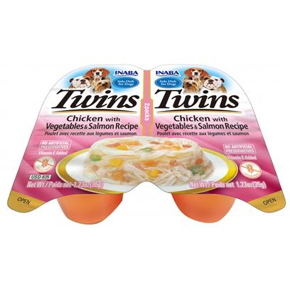 Inaba Dog Twin Cups Chicken With Vegetables & Salmon Recipe Dog Food Topper
