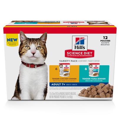Hill's Science Diet Senior 7+ Variety Pack, Chicken and Tuna Canned Cat Food Pouch