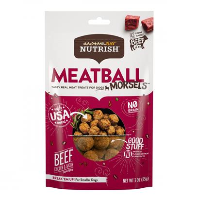 Rachael Ray Nutrish Meatball Morsels Grain Free Beef, Chicken & Bacon Recipe Dog Treats 3-oz