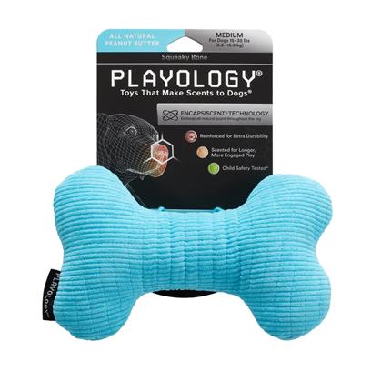 Playology Plush Bone Peanut Butter Scented Dog Toy Medium