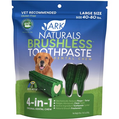 Ark Naturals Protection Brushless Toothpaste Dental Chews for Large Breed Dogs