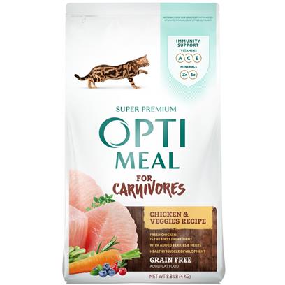 Optimeal for Carnivores Grain Free Chicken & Veggies Recipe Adult Cat Dry Food