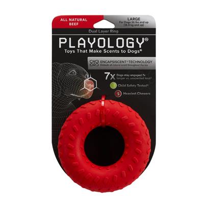 Playology Dual Layer Ring Beef Scented Dog Toy