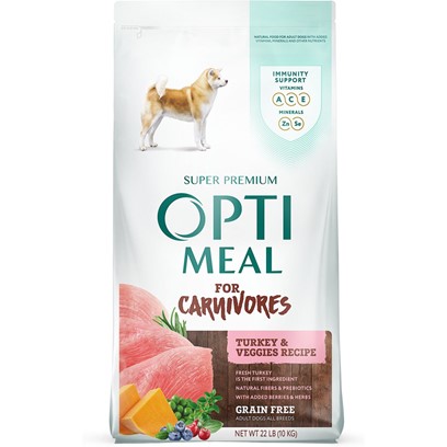 Optimeal for Carnivores Grain Free All Breeds Turkey & Veggies Recipe Adult Dog Dry Food